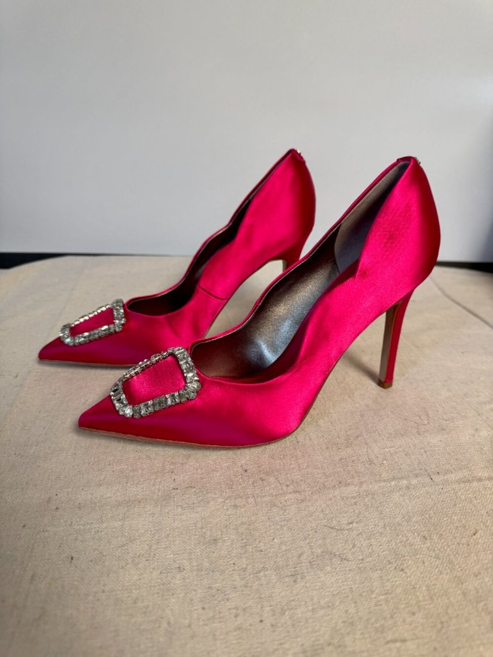 9 Sam Edelman Harriett Pink Fuchsia Pointed Toe Pump Heels Stiletto Rhinestone - Picture 5 of 16
